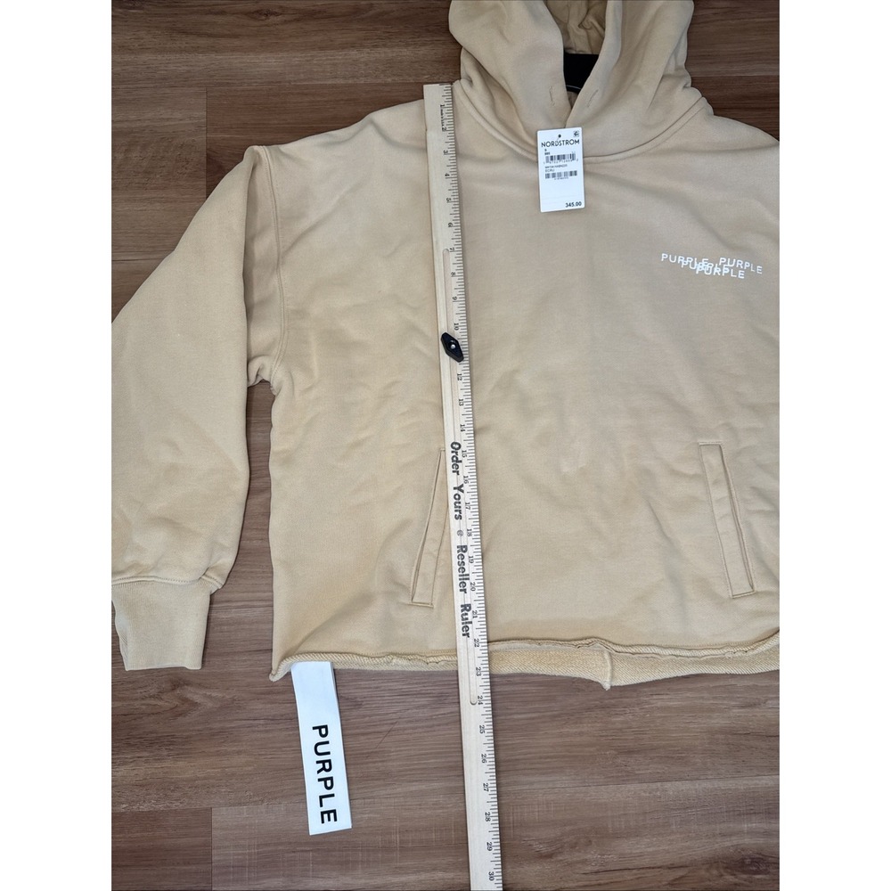 Purple Brand Oversized Fleece Graphic‎ Hoodie Ecru Small NWT - Picture 6 of 10